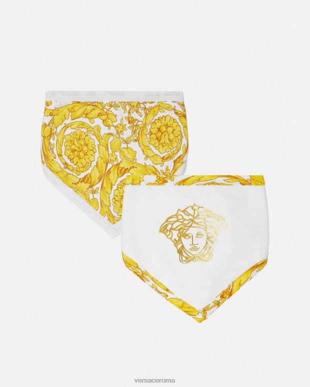 esso Versace bambini Bavaglino barocco, confezione da 2 oro bianco JT08Z1845 Accessori