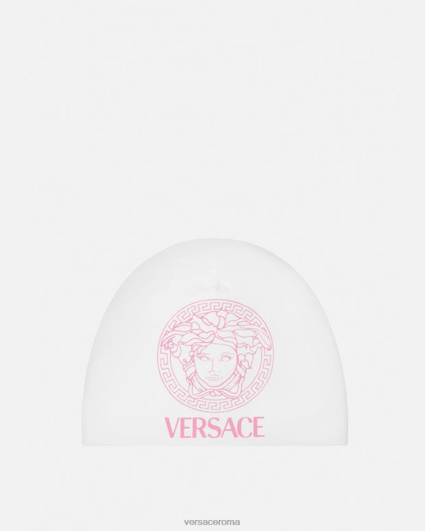 esso Versace bambini berretto da bambino con medusa bianco e rosa JT08Z1817 Accessori