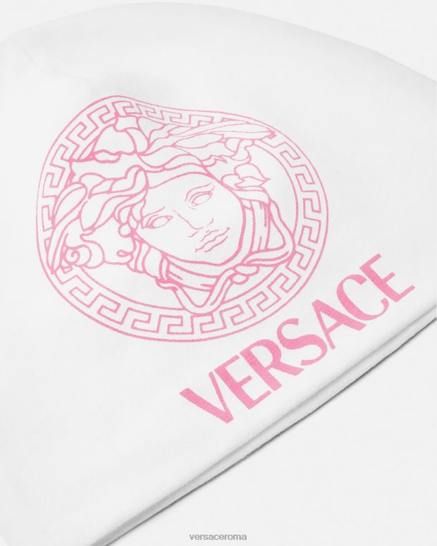 esso Versace bambini berretto da bambino con medusa bianco e rosa JT08Z1817 Accessori