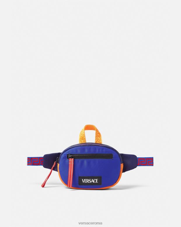 esso Versace bambini marsupio greca riciclato Nero Blu JT08Z2075 borse