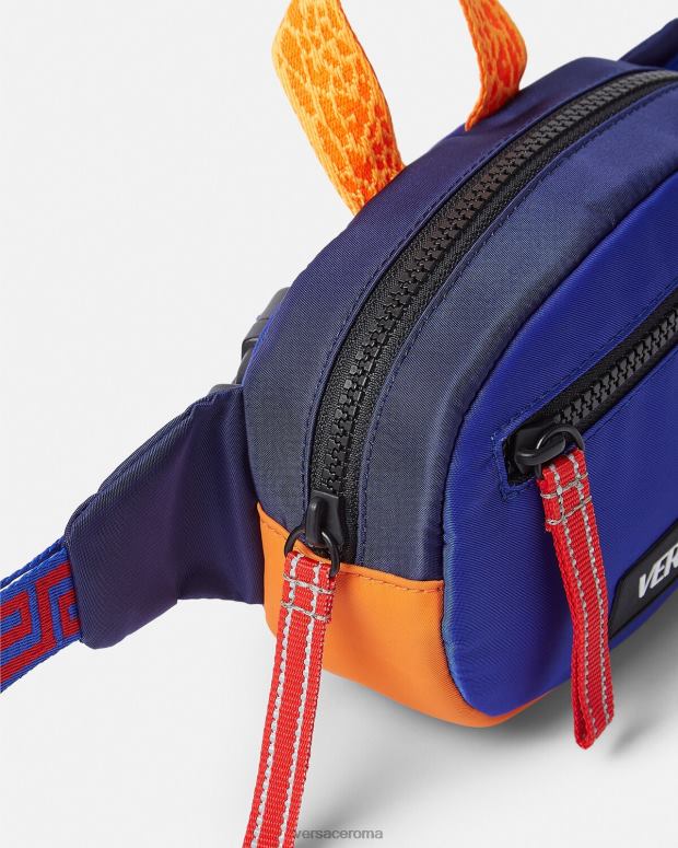 esso Versace bambini marsupio greca riciclato Nero Blu JT08Z2075 borse