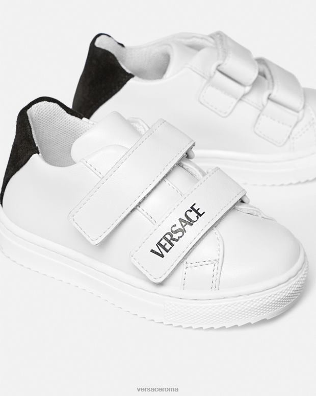 esso Versace bambini scarpe da ginnastica per bambini con logo nero bianco JT08Z1876 scarpa