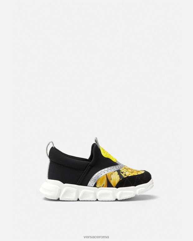 esso Versace bambini sneakers bambino barocco con medusa nero e stampa JT08Z1877 scarpa