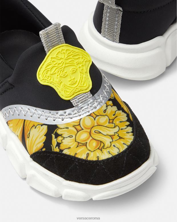 esso Versace bambini sneakers bambino barocco con medusa nero e stampa JT08Z1877 scarpa
