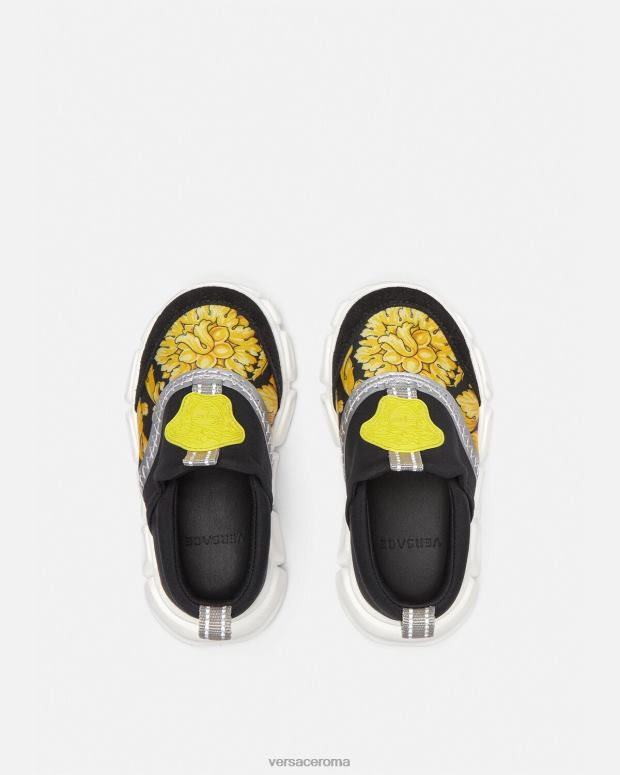 esso Versace bambini sneakers bambino barocco con medusa nero e stampa JT08Z1877 scarpa