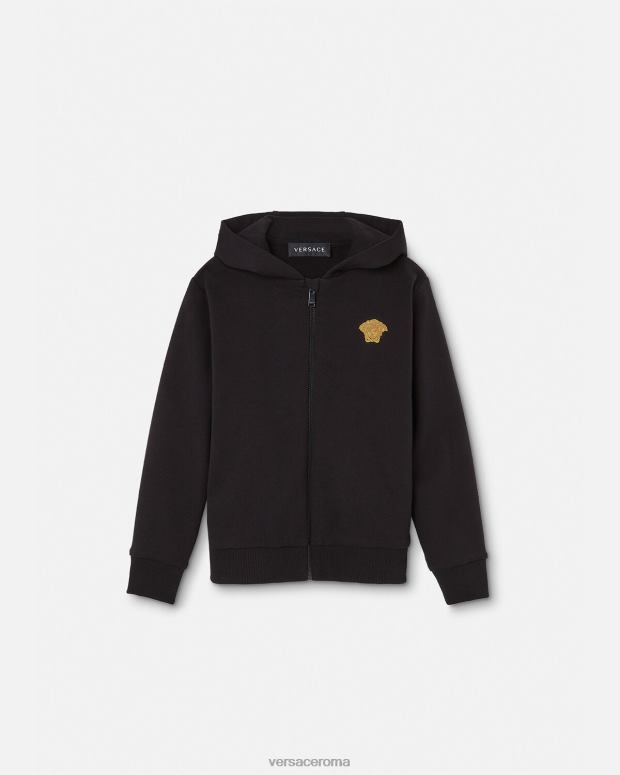 esso Versace bambini Felpa con cappuccio e zip con medusa nero JT08Z1965 vestiario