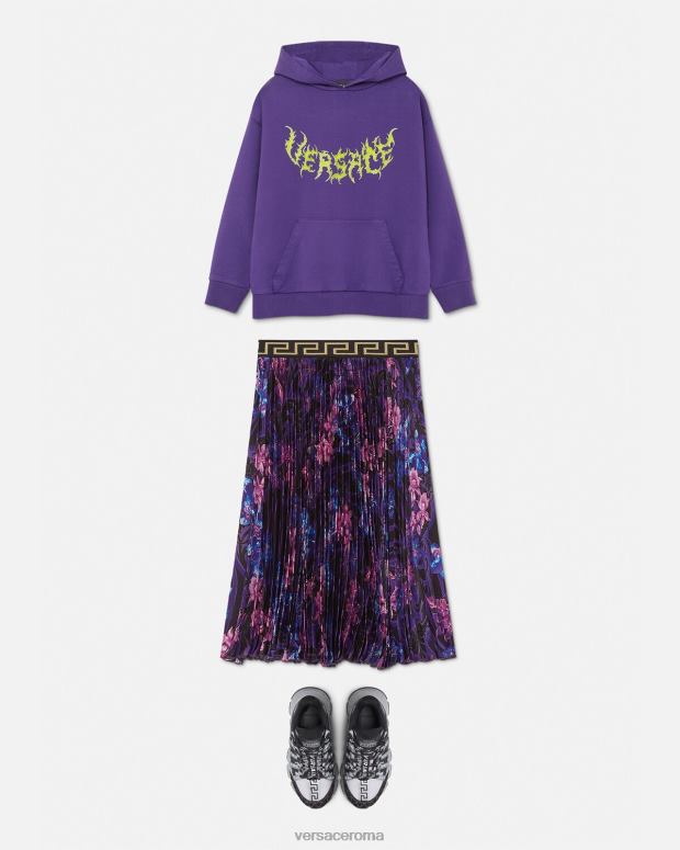 esso Versace bambini felpa con cappuccio con logo Viola JT08Z2005 vestiario