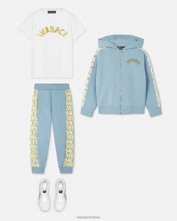 esso Versace bambini felpa con cappuccio integrale azzurro JT08Z2083 vestiario