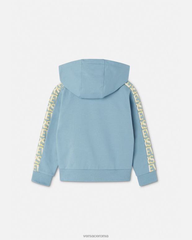 esso Versace bambini felpa con cappuccio integrale azzurro JT08Z2083 vestiario