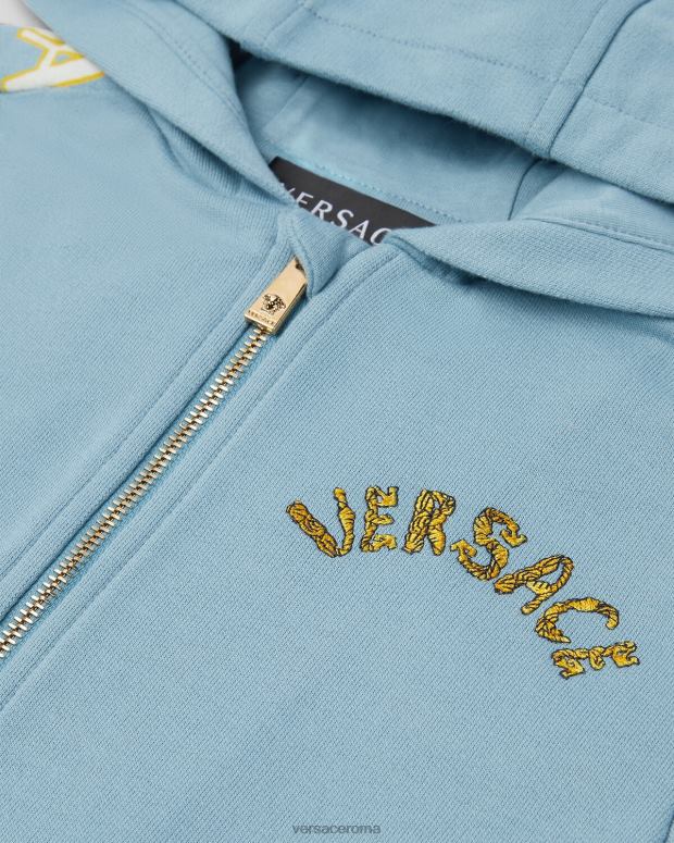 esso Versace bambini felpa con cappuccio integrale azzurro JT08Z2083 vestiario