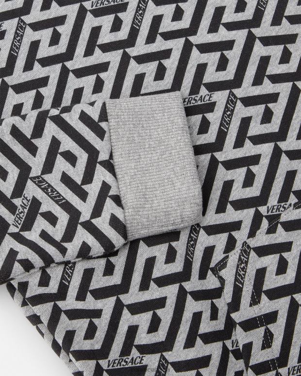 esso Versace bambini felpa con cappuccio la greca grigio e stampa JT08Z2118 vestiario
