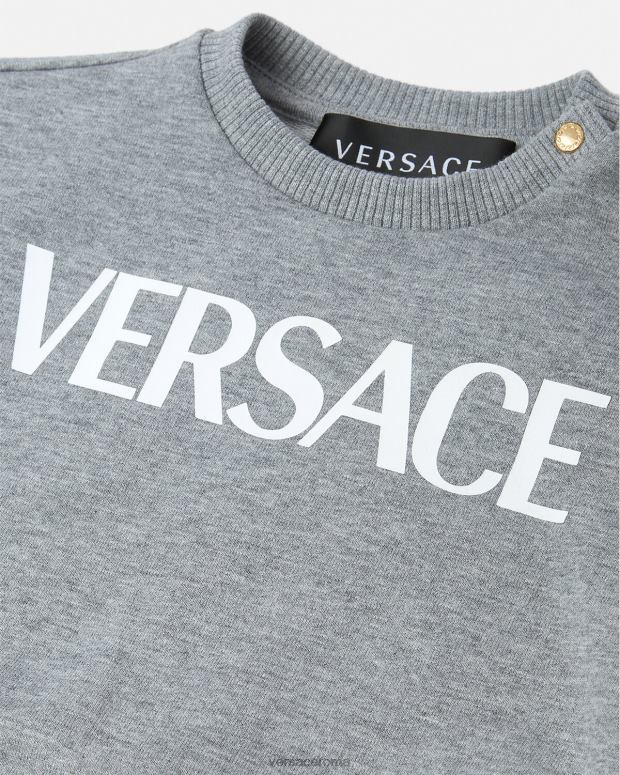 esso Versace bambini felpa bambino con logo grigio JT08Z1856 vestiario