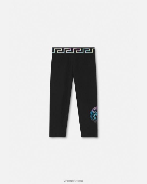 esso Versace bambini leggings bimba greca medusa nero e stampa JT08Z1851 vestiario