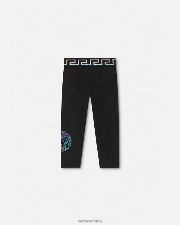 esso Versace bambini leggings bimba greca medusa nero e stampa JT08Z1851 vestiario