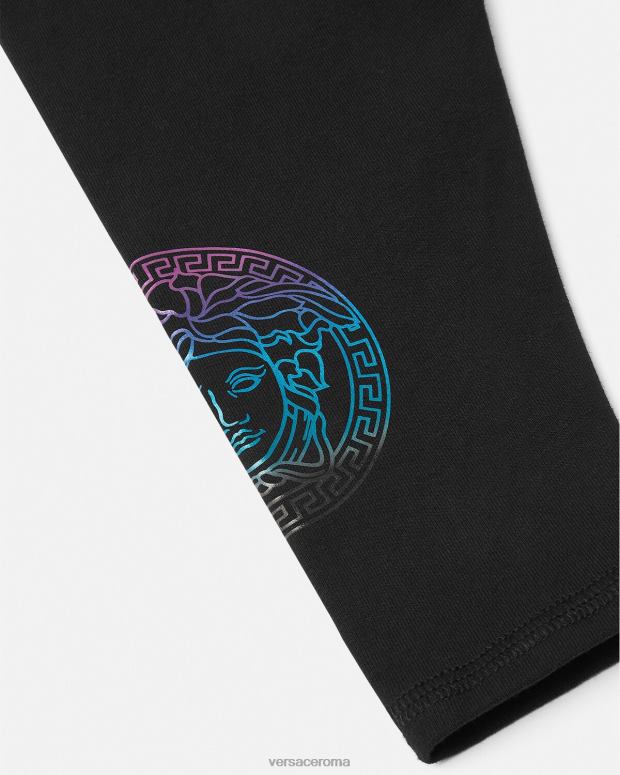 esso Versace bambini leggings bimba greca medusa nero e stampa JT08Z1851 vestiario