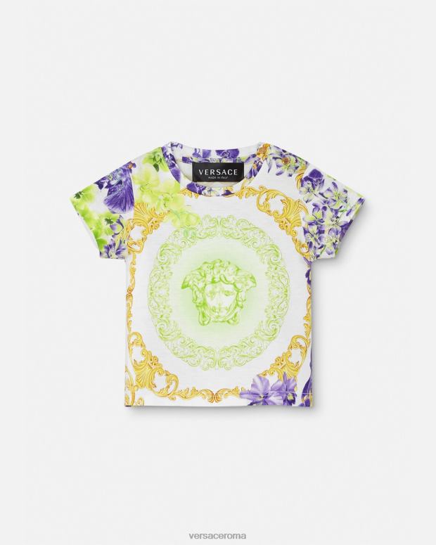 esso Versace bambini T-shirt per bambini con medusa orchidea bianco e stampa JT08Z1866 vestiario