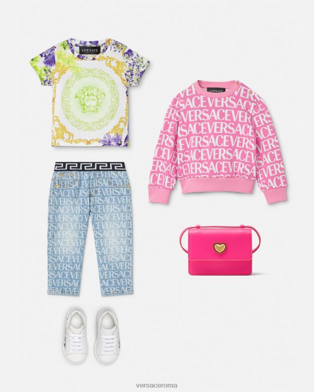 esso Versace bambini T-shirt per bambini con medusa orchidea bianco e stampa JT08Z1866 vestiario