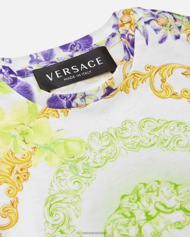 esso Versace bambini T-shirt per bambini con medusa orchidea bianco e stampa JT08Z1866 vestiario