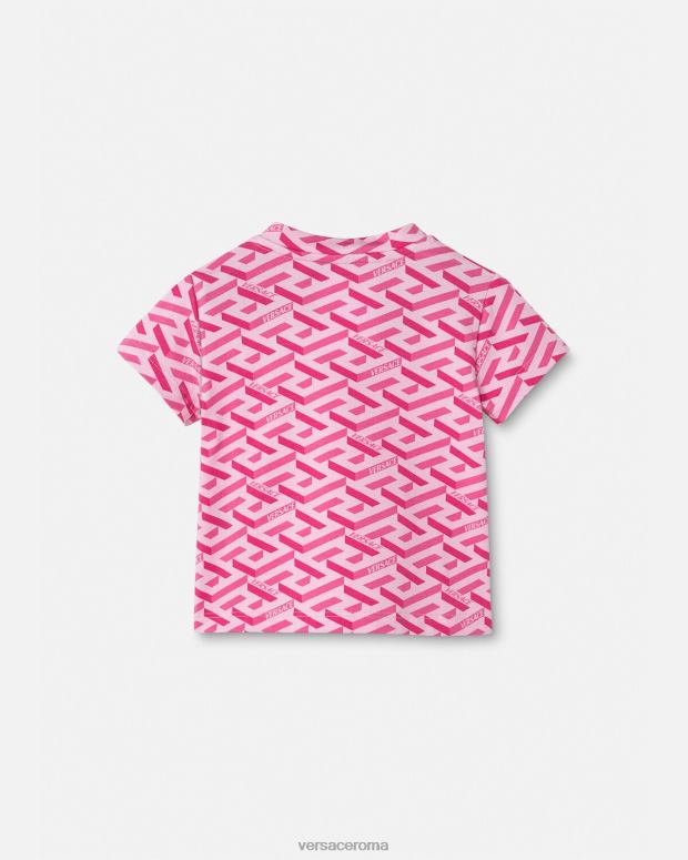 esso Versace bambini maglietta bimbo la greca rosa JT08Z1874 vestiario