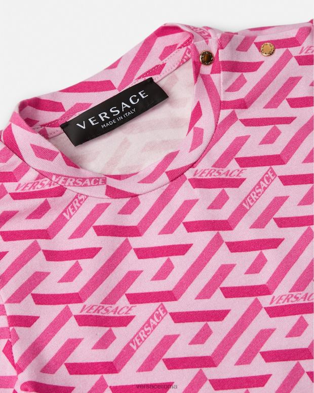 esso Versace bambini maglietta bimbo la greca rosa JT08Z1874 vestiario
