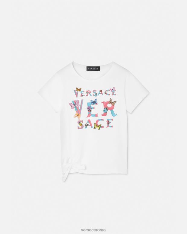 esso Versace bambini maglietta con logo bianco e stampa JT08Z1931 vestiario