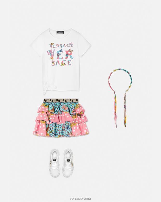esso Versace bambini maglietta con logo bianco e stampa JT08Z1931 vestiario