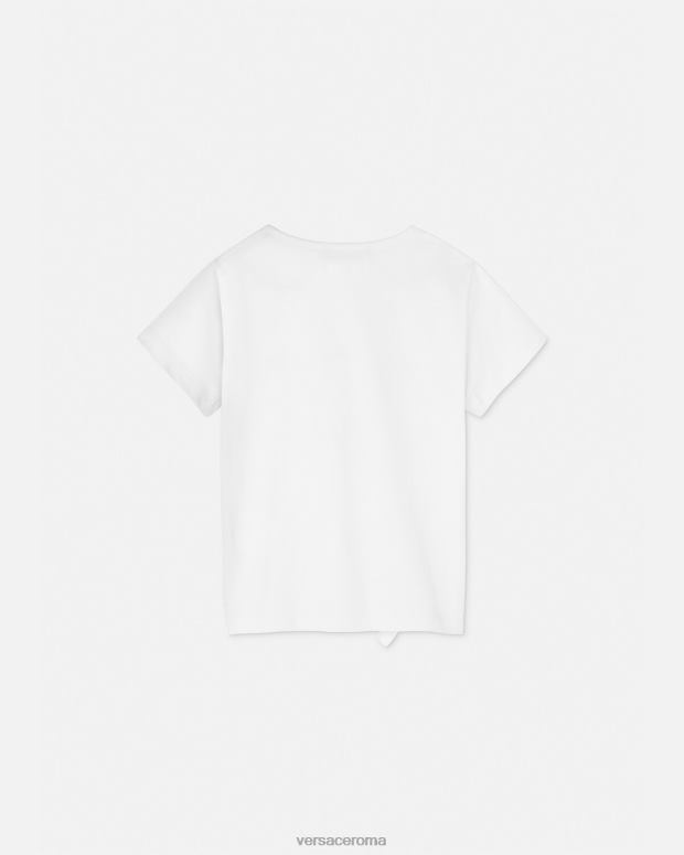esso Versace bambini maglietta con logo bianco e stampa JT08Z1931 vestiario