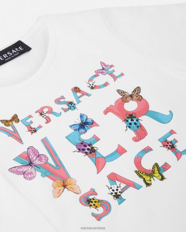 esso Versace bambini maglietta con logo bianco e stampa JT08Z1931 vestiario