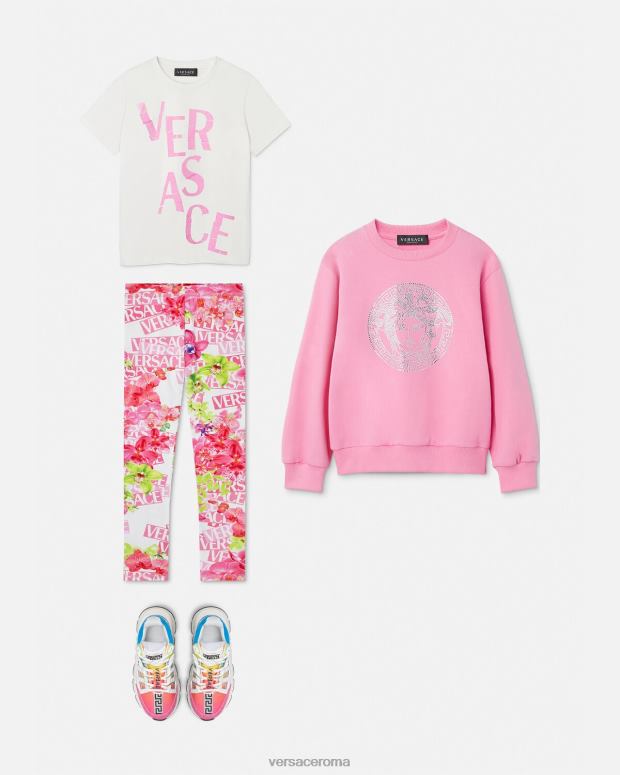 esso Versace bambini maglietta con logo rosa chiaro JT08Z2012 vestiario