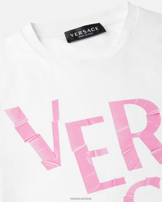 esso Versace bambini maglietta con logo rosa chiaro JT08Z2012 vestiario