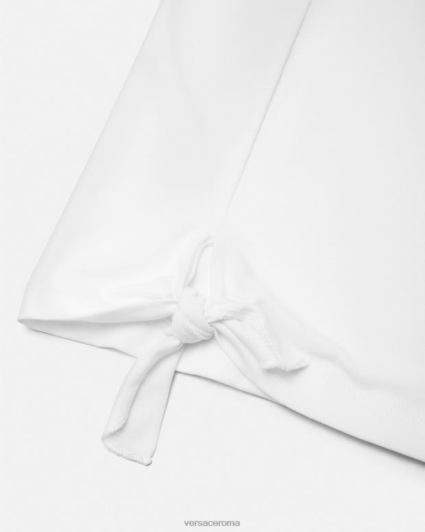 esso Versace bambini maglietta con medusa orchidea bianco e stampa JT08Z2003 vestiario