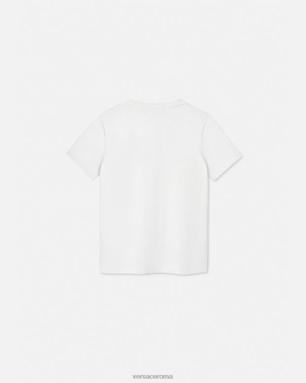 esso Versace bambini maglietta con spilla da balia bianco e stampa JT08Z2008 vestiario