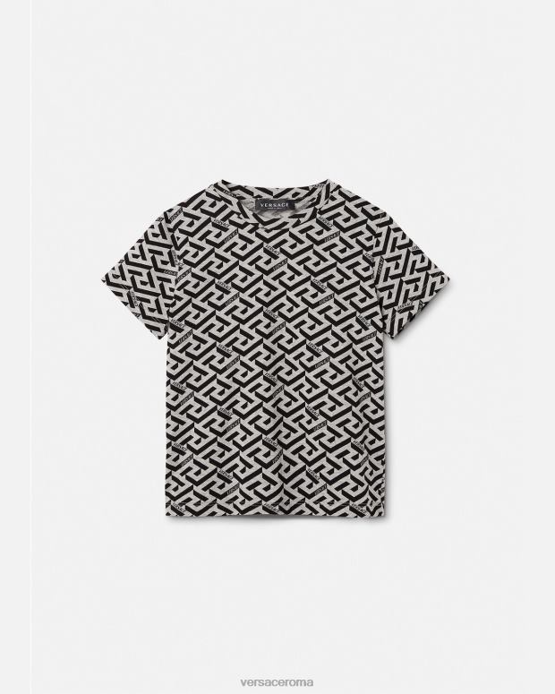 esso Versace bambini maglietta la greca grigio e stampa JT08Z2115 vestiario