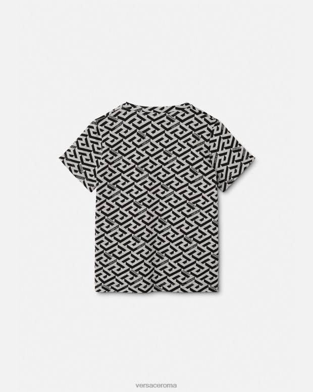 esso Versace bambini maglietta la greca grigio e stampa JT08Z2115 vestiario