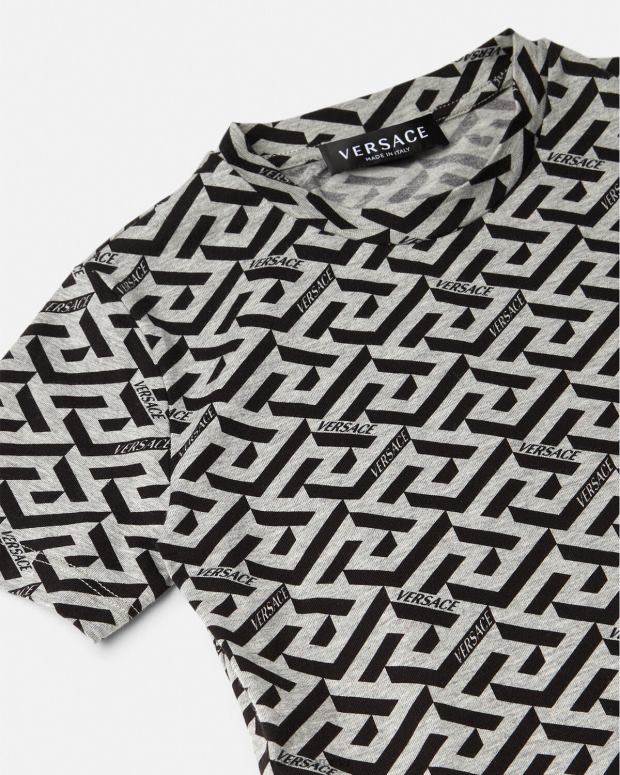 esso Versace bambini maglietta la greca grigio e stampa JT08Z2115 vestiario