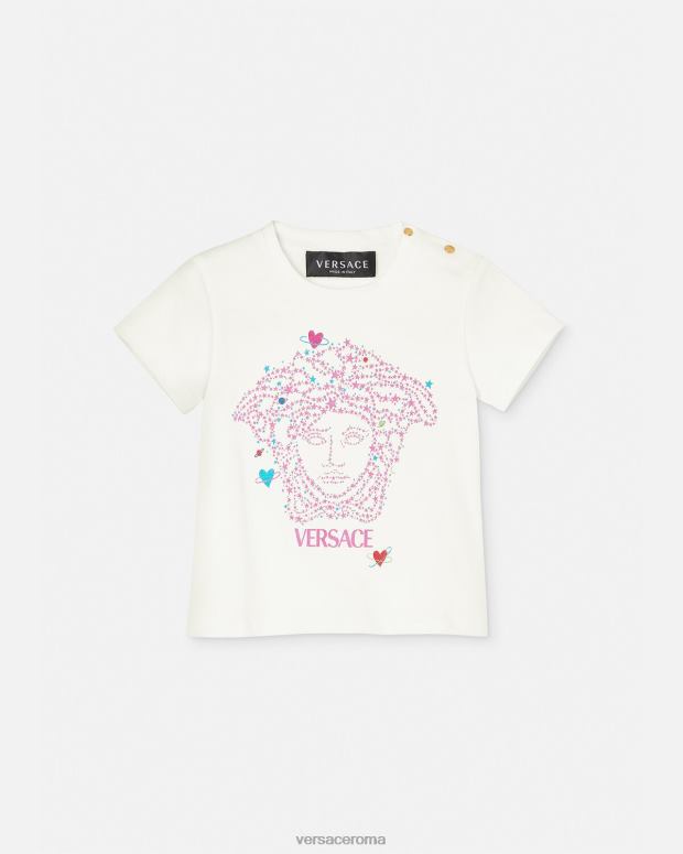 esso Versace bambini maglietta medusa per neonato bianco e stampa JT08Z1853 vestiario