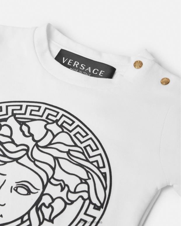 esso Versace bambini maglietta medusa per neonato nero bianco JT08Z1863 vestiario