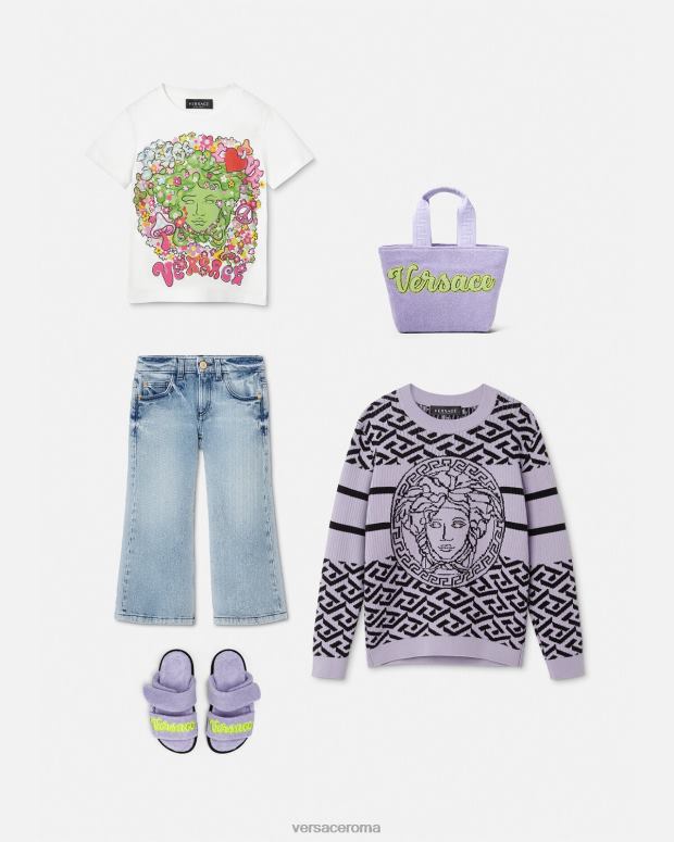 esso Versace bambini Maglia medusa la greca lilla JT08Z1995 vestiario