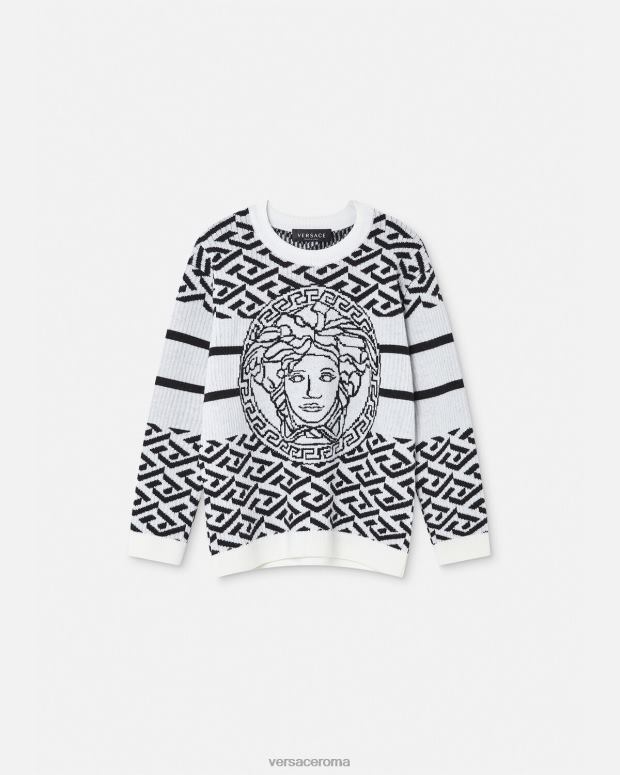 esso Versace bambini Maglia medusa la greca nero bianco JT08Z1992 vestiario