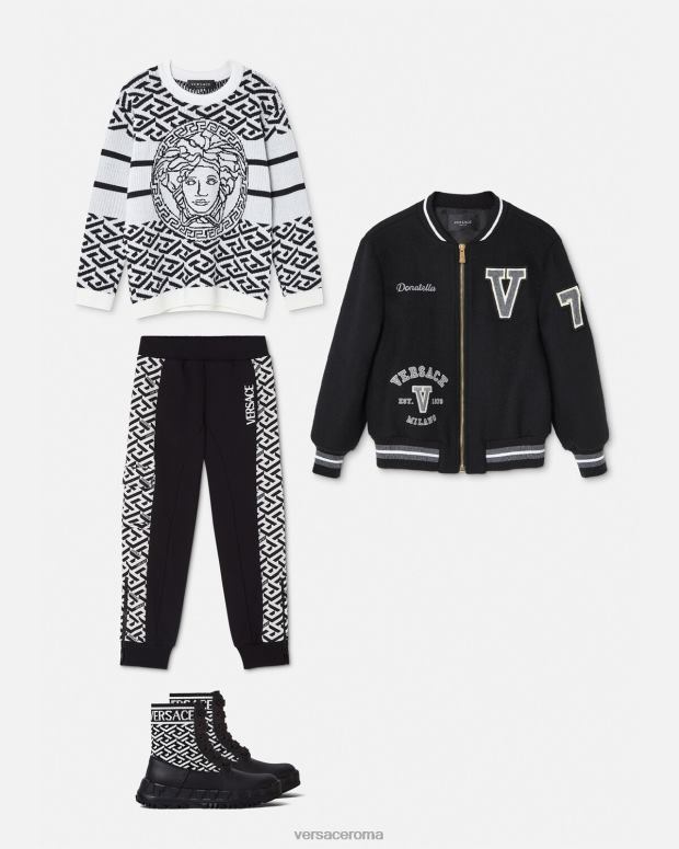 esso Versace bambini Maglia medusa la greca nero bianco JT08Z1992 vestiario