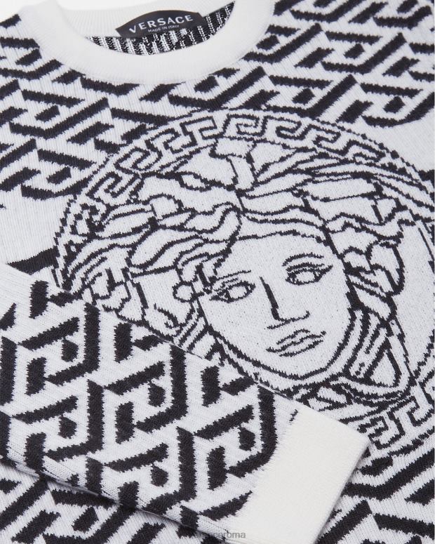 esso Versace bambini Maglia medusa la greca nero bianco JT08Z1992 vestiario