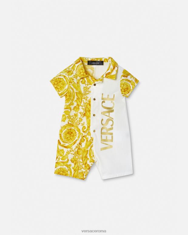 esso Versace bambini Tutina barocca per neonato oro bianco JT08Z1819 vestiario