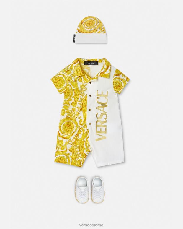 esso Versace bambini Tutina barocca per neonato oro bianco JT08Z1819 vestiario