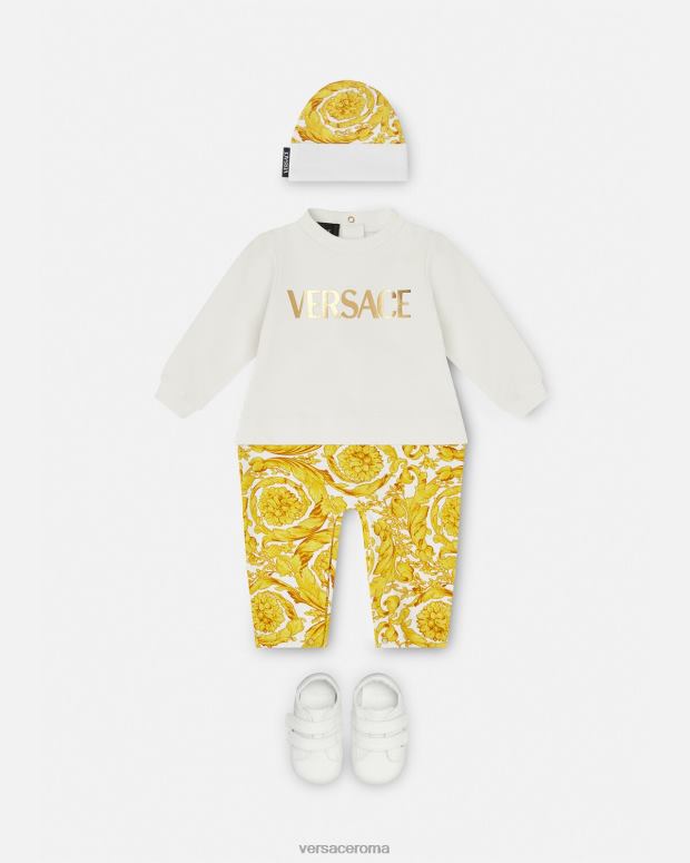 esso Versace bambini Tutina barocca per neonato oro bianco JT08Z1821 vestiario