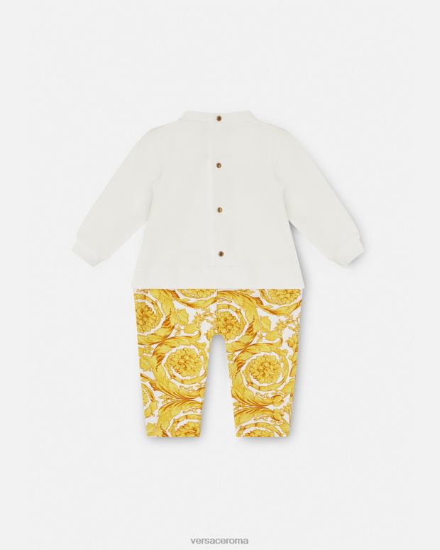 esso Versace bambini Tutina barocca per neonato oro bianco JT08Z1821 vestiario