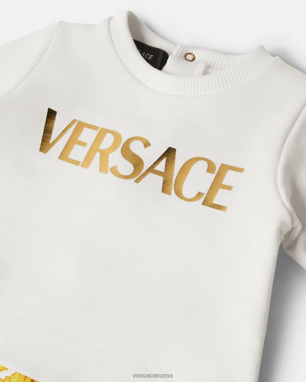 esso Versace bambini Tutina barocca per neonato oro bianco JT08Z1821 vestiario