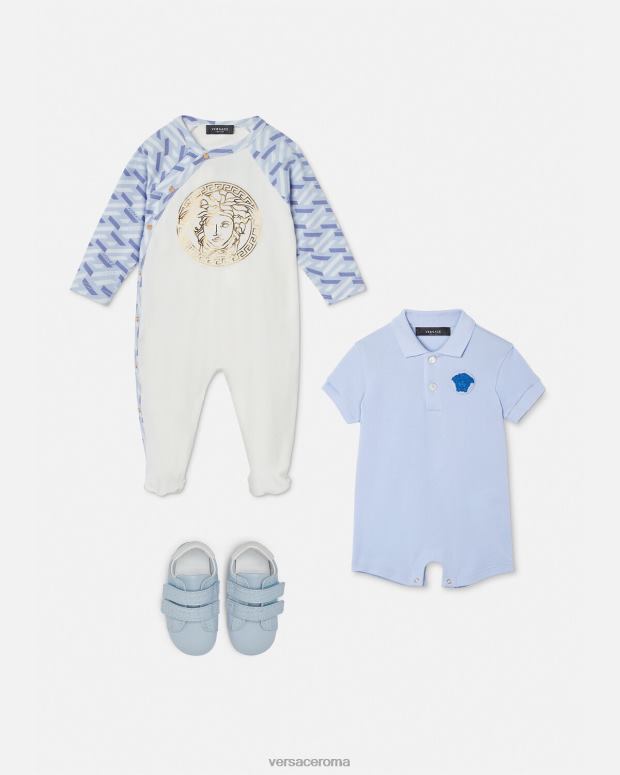 esso Versace bambini tutina per neonato con medusa azzurro JT08Z1833 vestiario