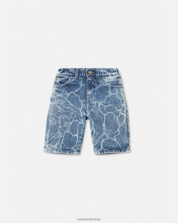 esso Versace bambini pantaloncini in denim con medusa blu JT08Z2128 vestiario