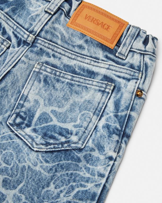 esso Versace bambini pantaloncini in denim con medusa blu JT08Z2128 vestiario