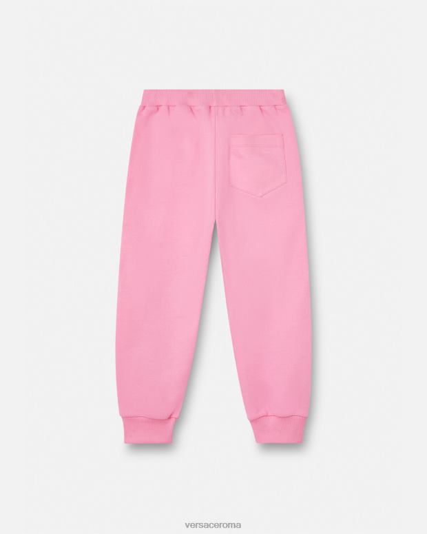 esso Versace bambini Pantaloni della tuta con logo in cristalli rosa JT08Z2023 vestiario